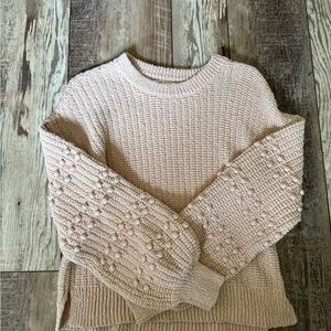 Madewell Cream Bobble-Sleeve Crewneck Sweater
